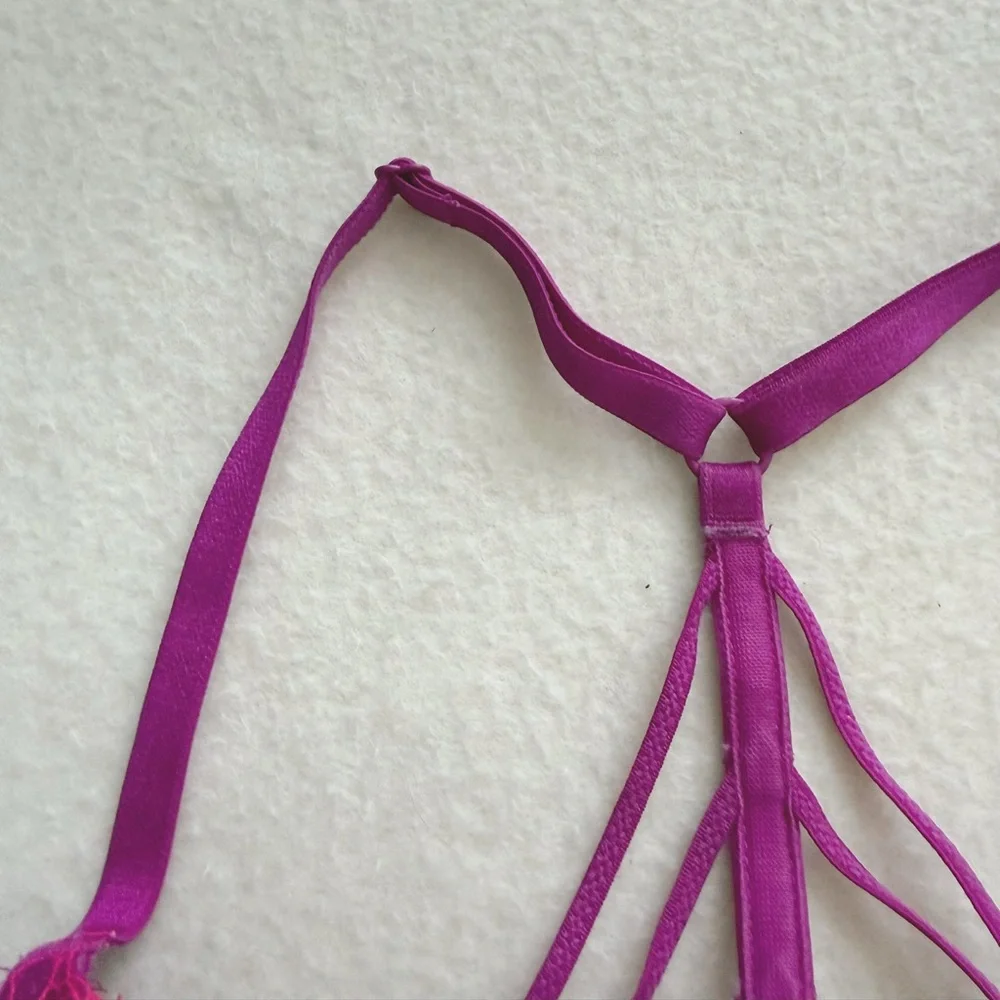 Victoria's Secret Very Sexy Magenta Floral Lace Front-Close Push-Up Bra 32B - Picture 8 of 16